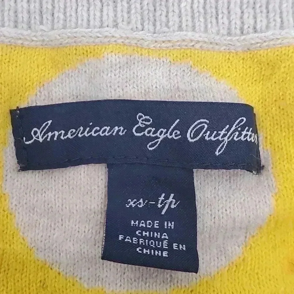American Eagle Outfitters 100% Cotton Polka Dot Cardigan Winter Sweater Size XS
